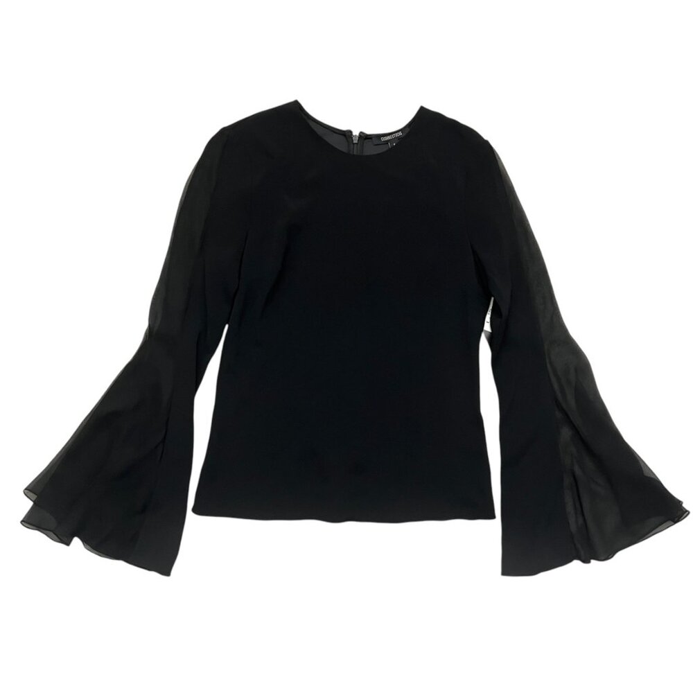 Cushnie et Ochs Bell Sleeve Chiffon Blouse Black Size 6 Whimsygoth Dark Romantic